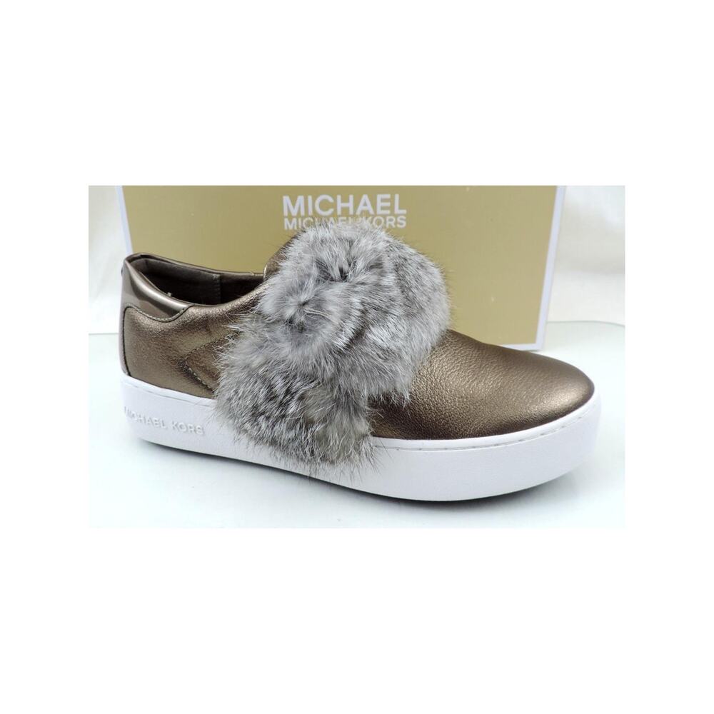 Michael Kors Maven Sneaker Platform Metallic Leather Nickle Size 6